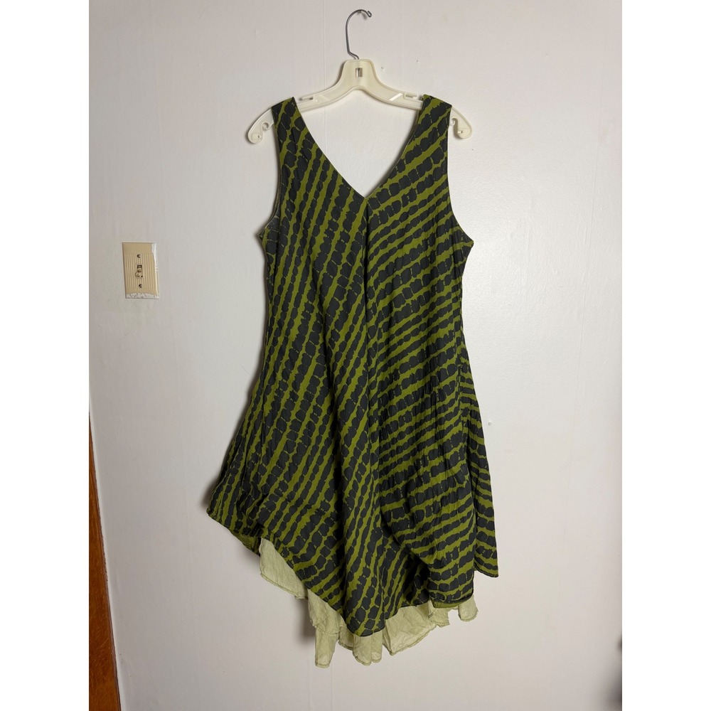Harem Accessories Corfu Cotton Striped Lagenlook Midi Dress euro summer large